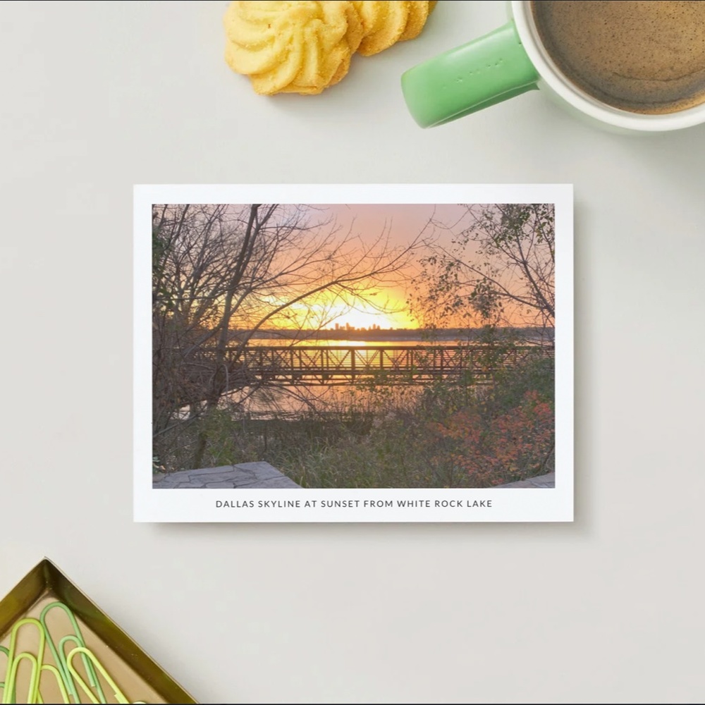 Postcard “Dallas Skyline at Sunset” from White Rock Lake set of 5